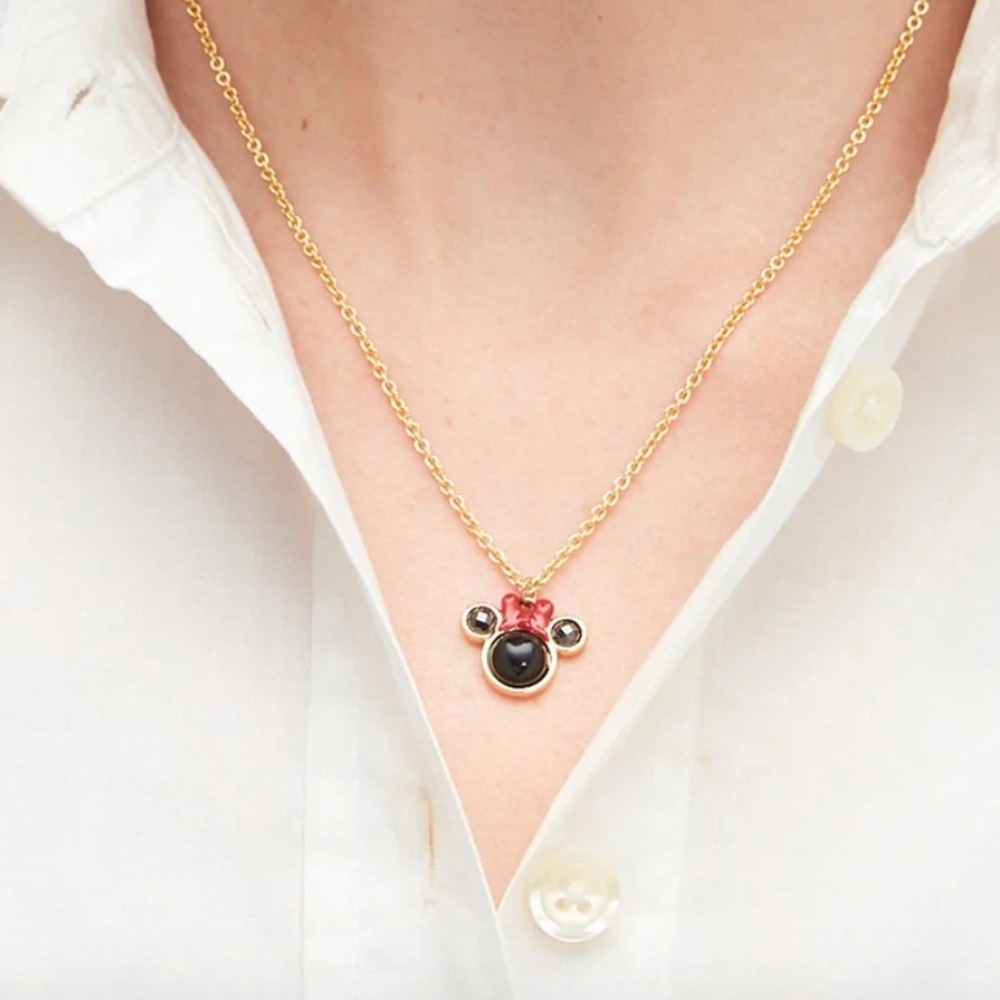 Kate Spade Disney Minnie Mouse KSNY Pendant Necklace Designer Preppy Whimsy